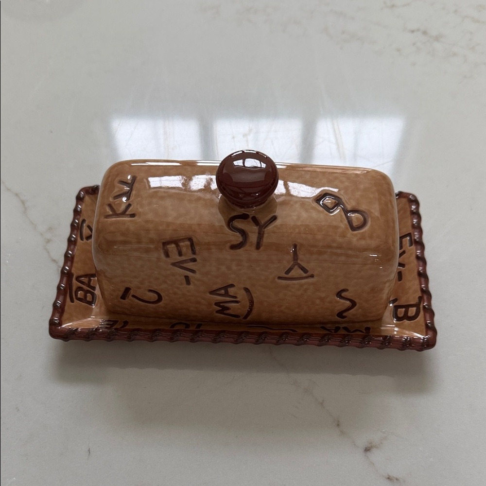 Montana Silversmiths Brown Butter Dish with underplate.